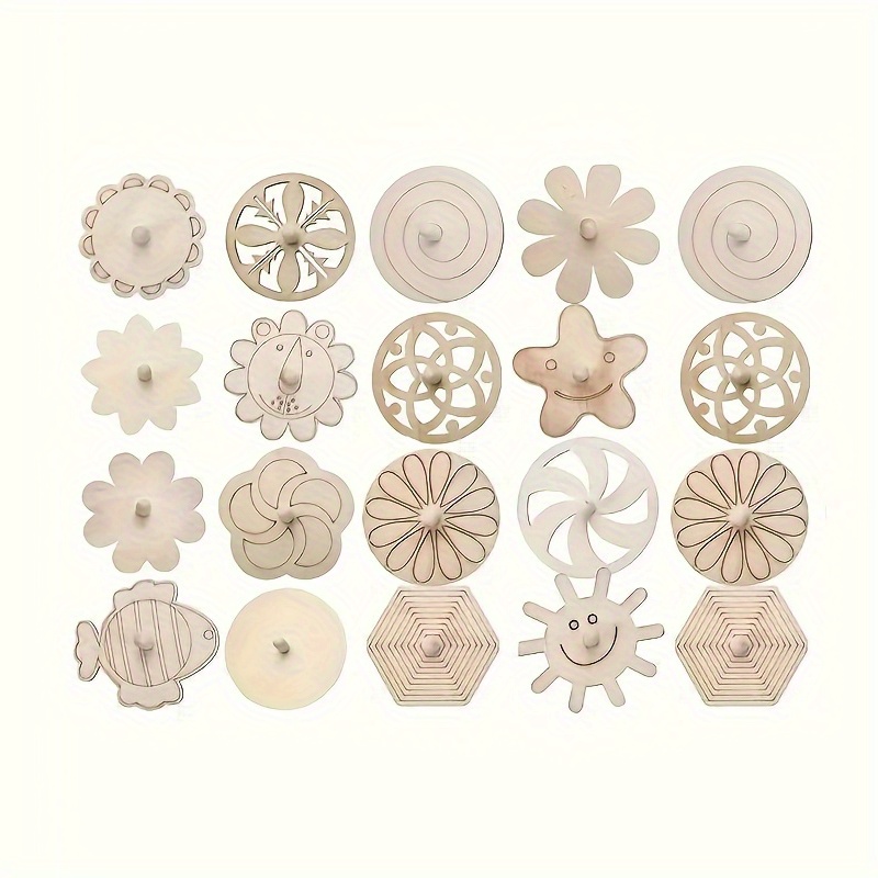 Art Craft Ideas For Kids - 16pcs Perlengkapan Kerajinan Gasing Kayu untuk