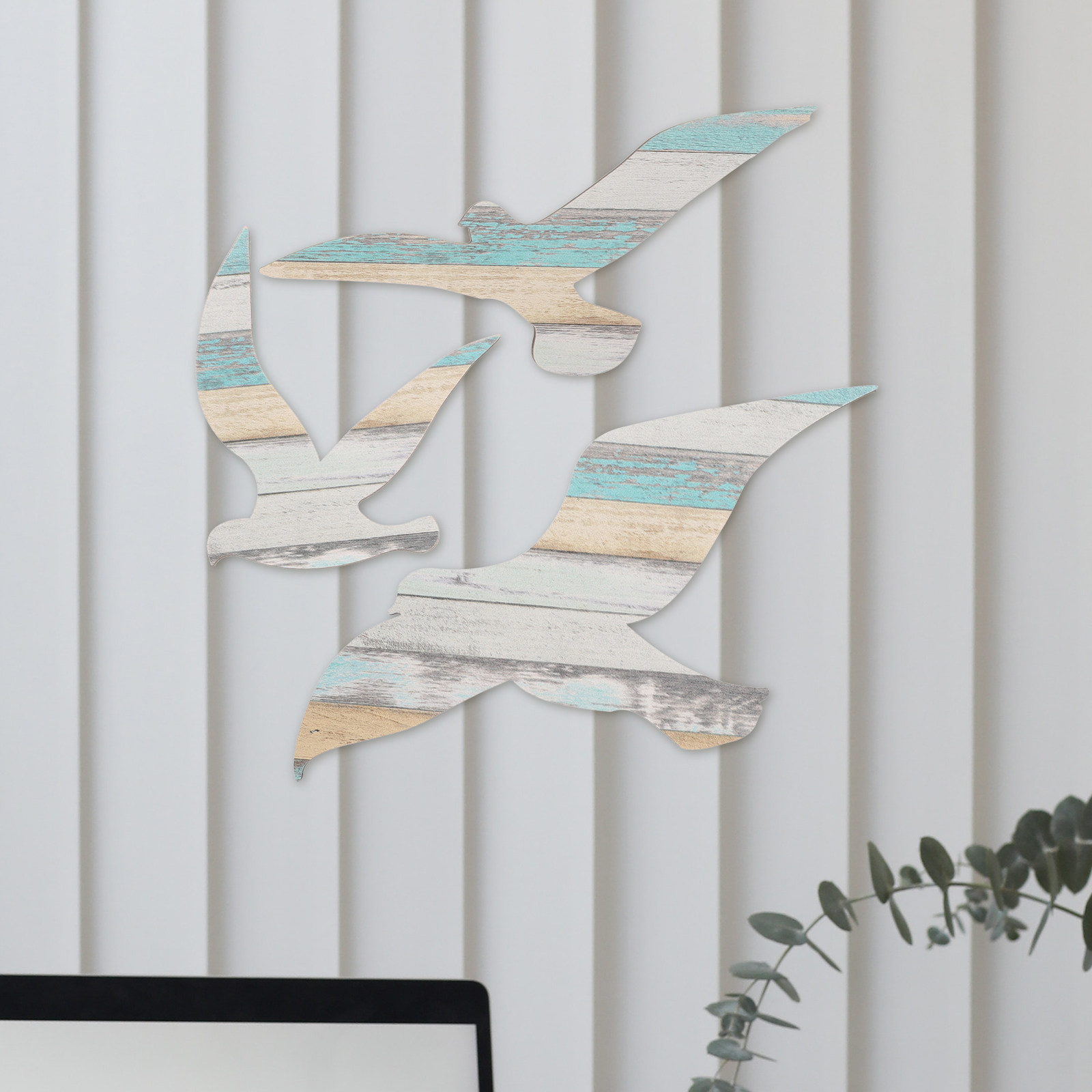 Art And Craft For Nursery - 3Pcs Hiasan Dinding Burung Camar Kayu,