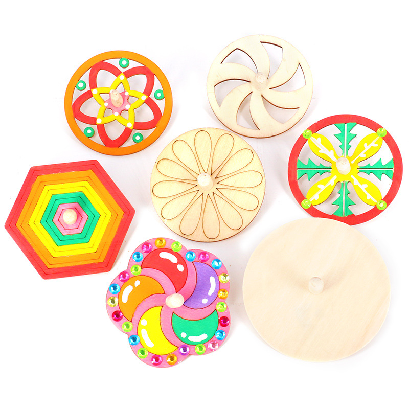 Art Craft Ideas For Kids - 16pcs Kit Kerajinan Gasing Kayu, Melukis