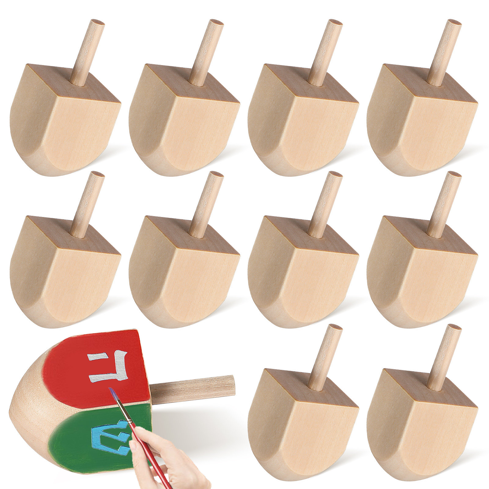 Art Craft Holiday - 20 Buah Dreidel Kayu untuk Kerajinan,