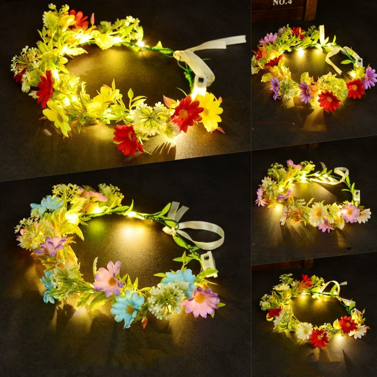 Art And Craft Hair - Mahkota Bunga LED Menyala, Hiasan Kepala