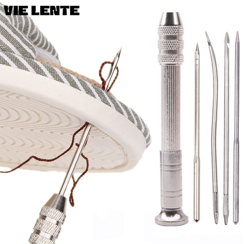 Punch Needle Kit - Jarum jahit kulit, 5 buah Set