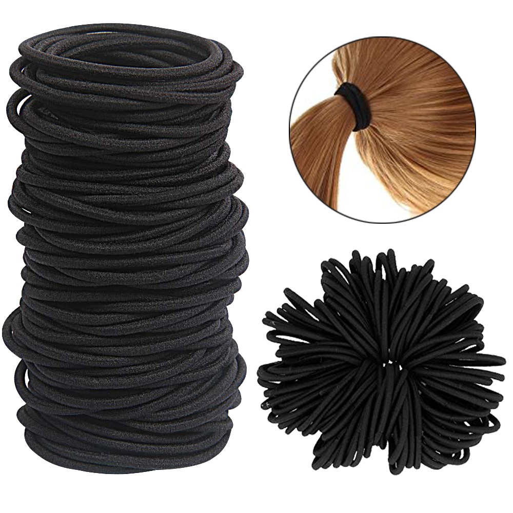 Art And Craft Hair - 10/30/50 buah 4MM hitam kecil ikat
