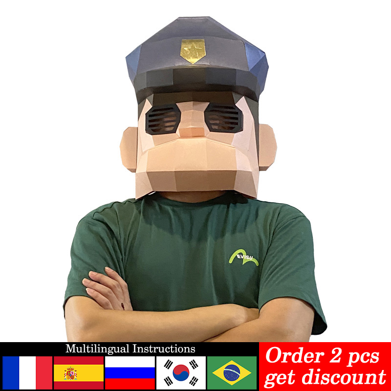 Art Craft With Cardboard - Model Kertas Topeng Polisi Kartun, Ukuran
