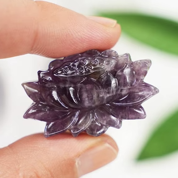 Art Craft Holiday - 1 Buah Ukiran Bunga Teratai Amethyst