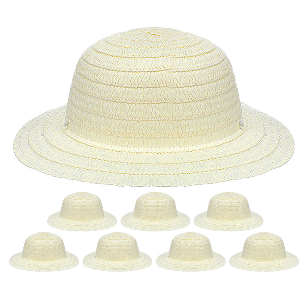 8Pcs Topi Jerami Anak DIY Puti - Art Craft Activities ulasan dan harga