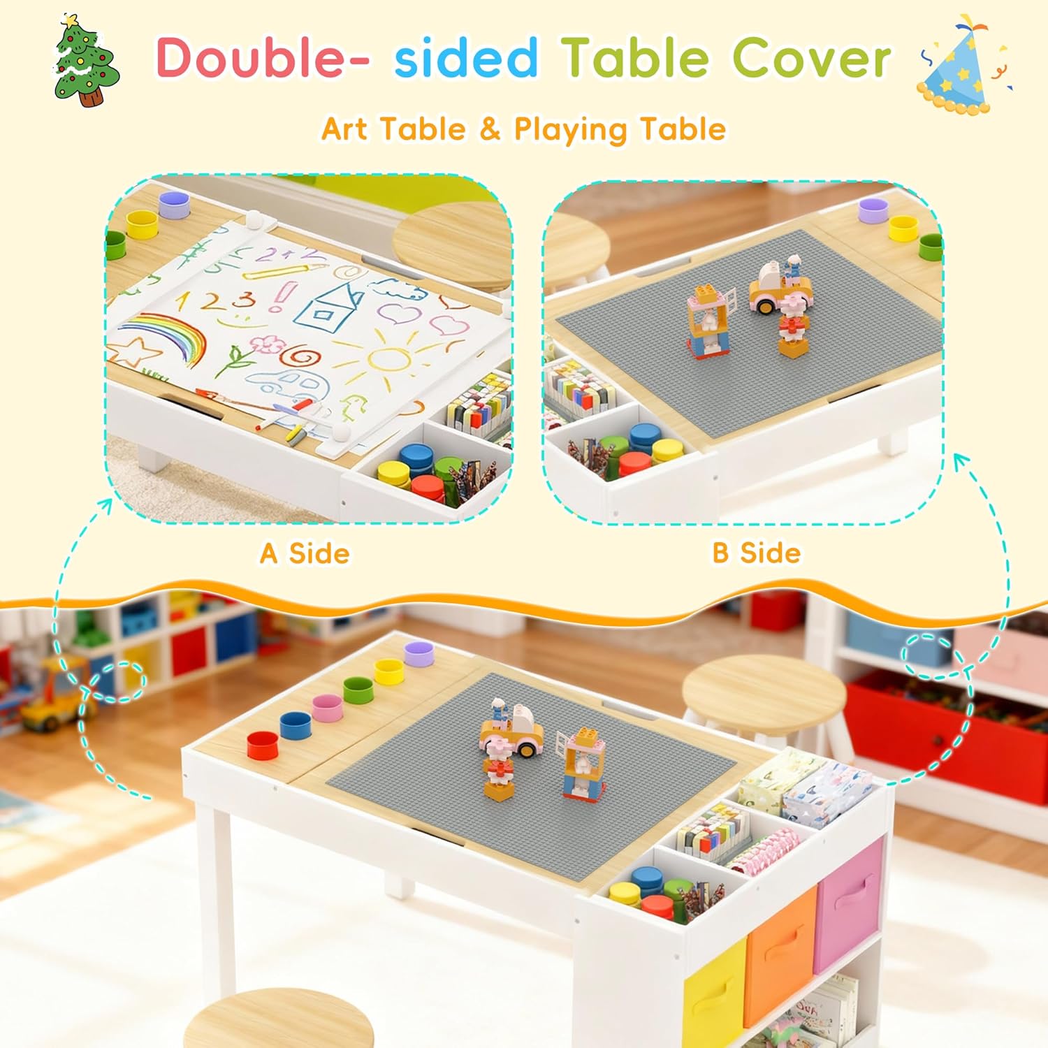 Meja Seni Anak dan Set 2 Kursi - Art Craft Furniture ulasan dan harga