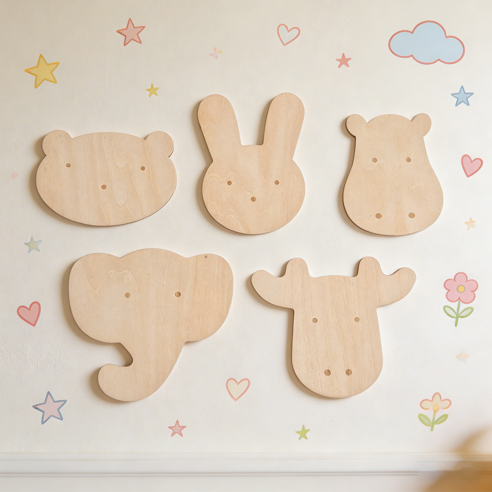 5Pcs Stiker Dinding Kayu Motif - Art And Craft For Nursery ulasan dan harga